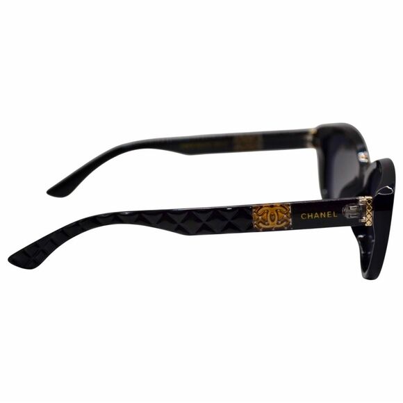 Chanel Women’s Sunglasses | Black Frame w/ Gold Detail | Solid Gray Lens main image 5
